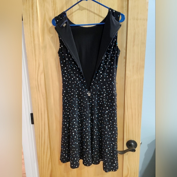 Tommy Hilfiger Sleeveless Black with Blue and White Polka Dots Dress - Picture 4 of 7